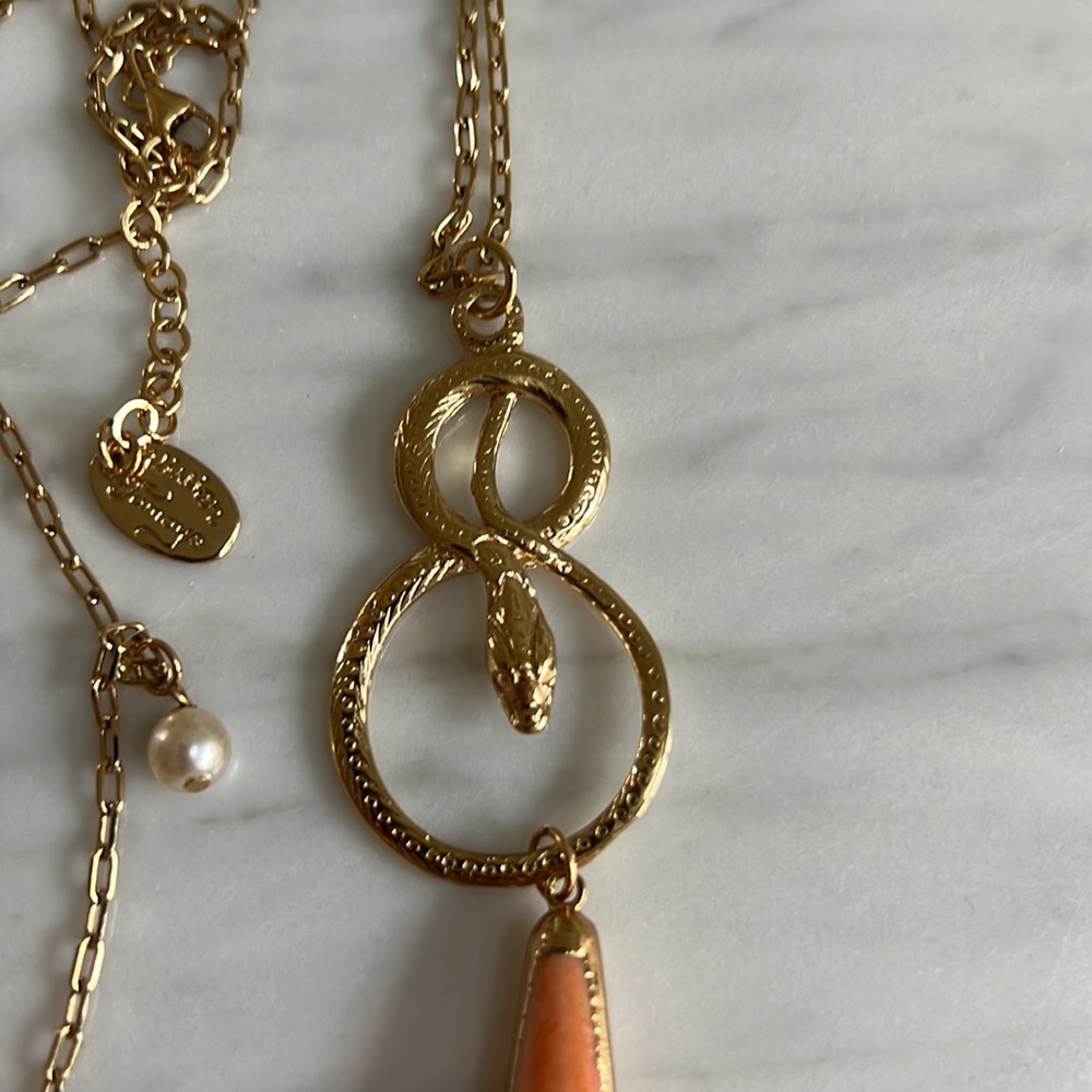 Vivian Tamayo Coral Drop Snake Necklace - Picture 2 of 3